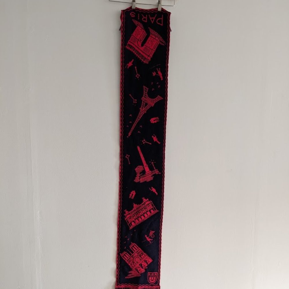 Navy Blue and Red Paris Scarf